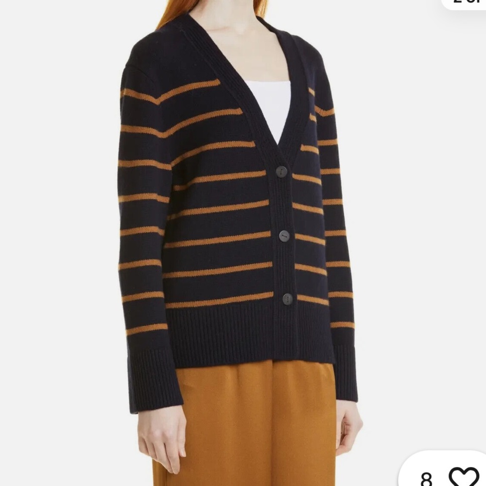 Vince Breton Stripe cashmere wool blend cardigan sweater size XS